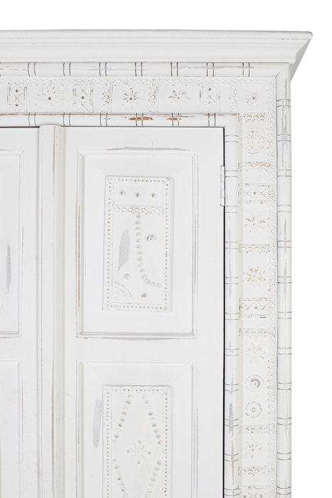 GINER Y COLOMER Armoire 2 portes en bois de manguier blanc décapé